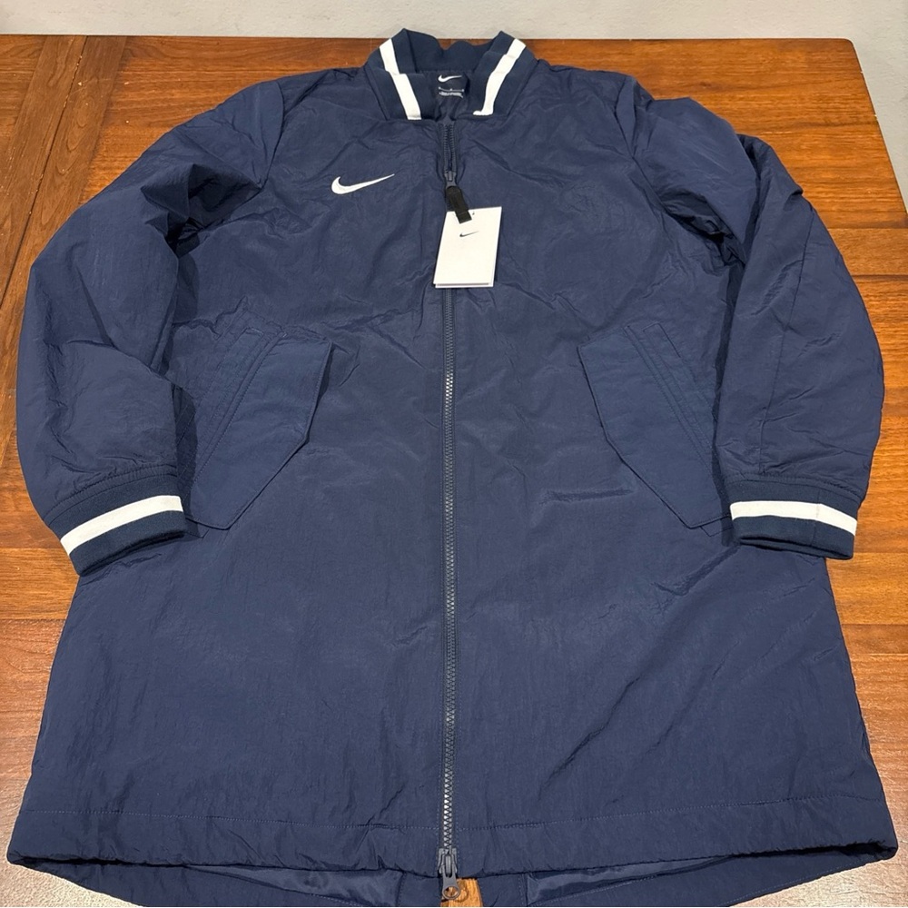 Nike Women's Jacket Medium Long Dugout Bench Navy Zip DC9103-419 Softball NWT
